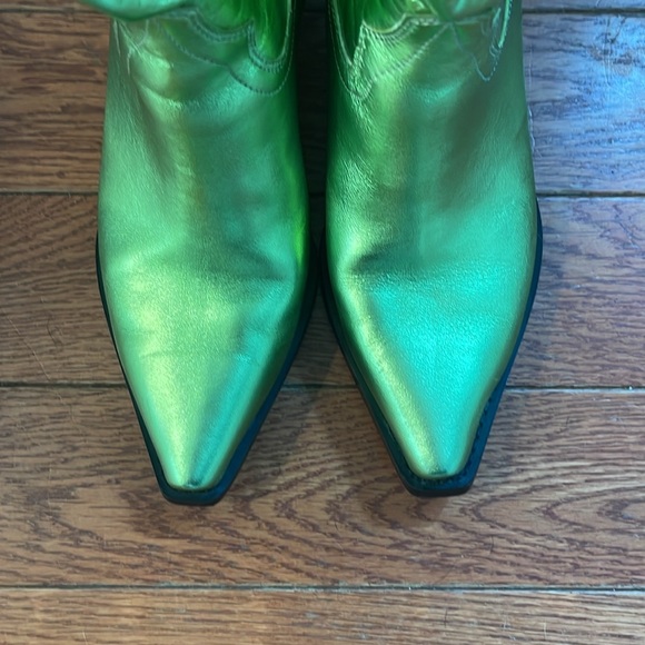 Jeffrey Campbell Green Heeled Boots Metallic Western - Picture 4 of 7